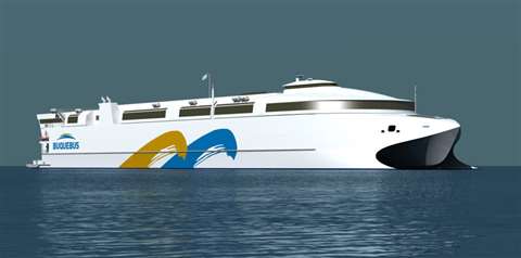 High-speed catamaran ferry built by Incat and powered by Wärtsilä 31 dual-fuel engines